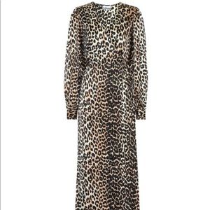 Ganni leopard-printed stretch-silk dress